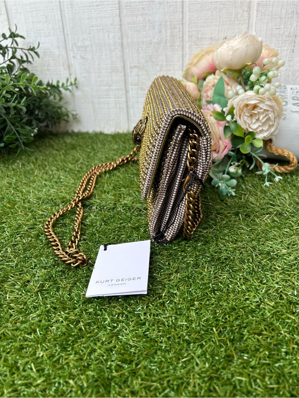 Kurt Geiger Kensington Beige Crystal Cross Body Bag  new/ dust bag - Picture 9 of 16